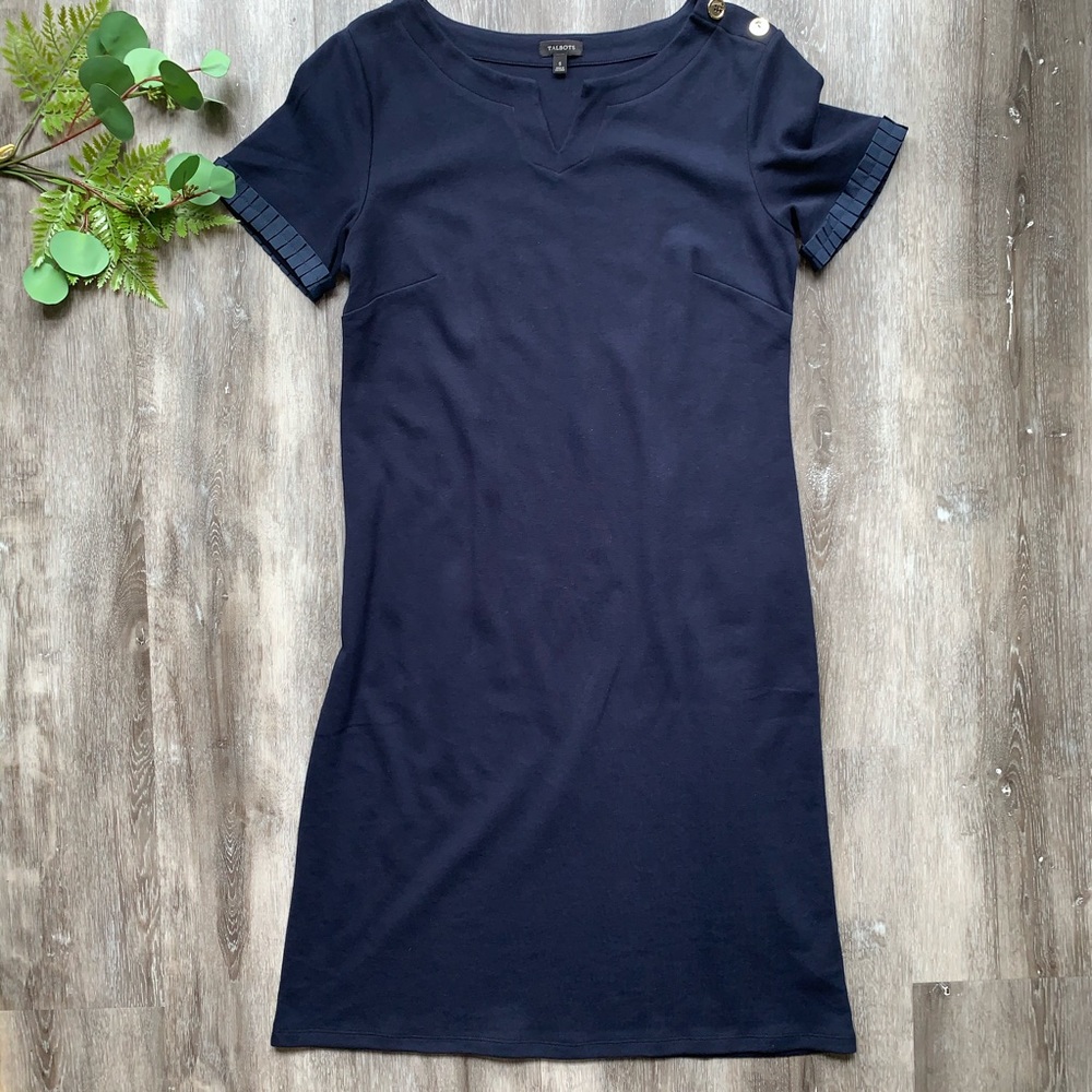 Talbots Grosgrain-Trim Short-Sleeved Sheath Dress